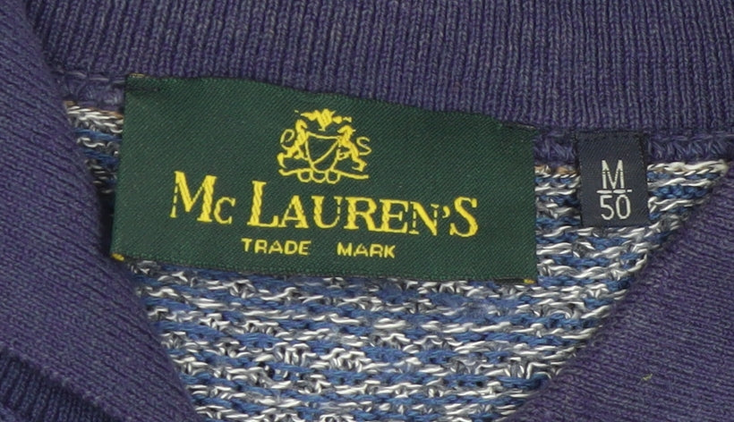 Mens UK Size M Mc Lauren's Blue Henley Jumper