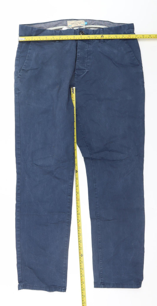 Next Men's Blue Slim Fit Stretch Chino Trousers 34R