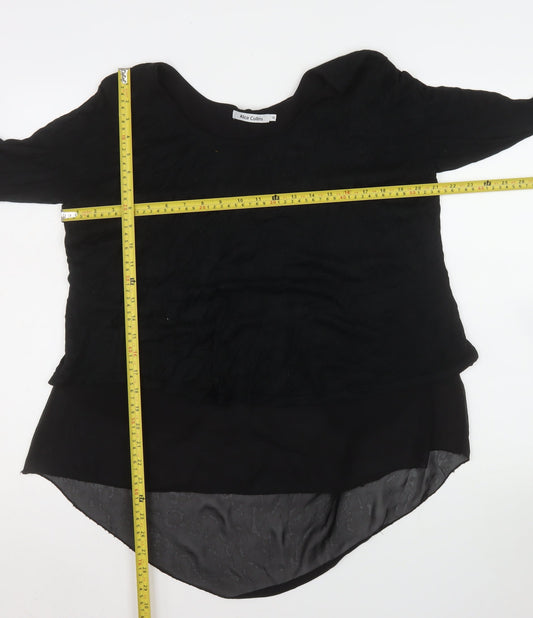 Alice Collins Women's Black Size 16 Tunic Blouse Bow Back Detail