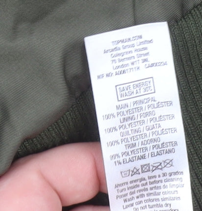 Mens UK Size S Topman Green Bomber Jacket