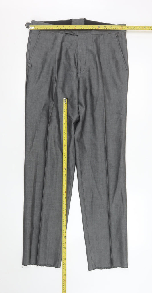 Torre Cerimonia Men's Grey 34R Wool Blend Pleated Dress Trousers