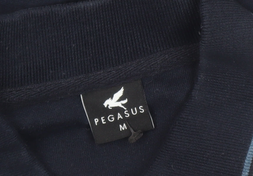 Mens UK Size M Pegasus Blue Henley Sweatshirt