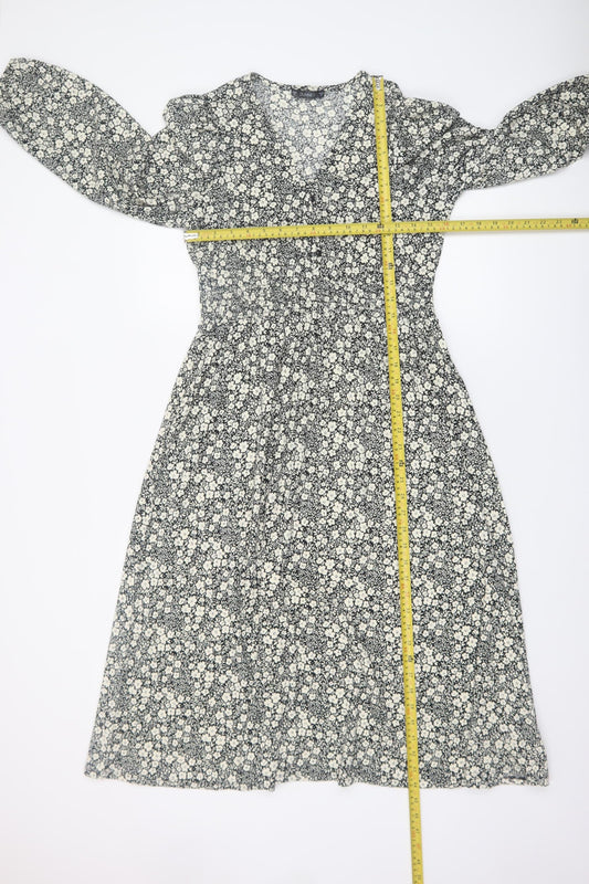 Dunnes Women’s Black Floral A-Line Midi Dress Size S