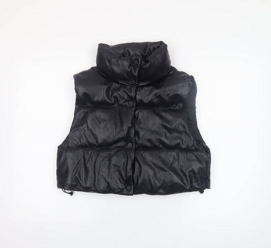 Womens UK Size M Stradivarius Black Puffer Jacket