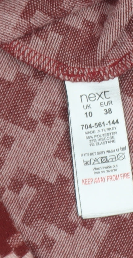 Womens UK Size 10 NEXT Red Tunic Blouse