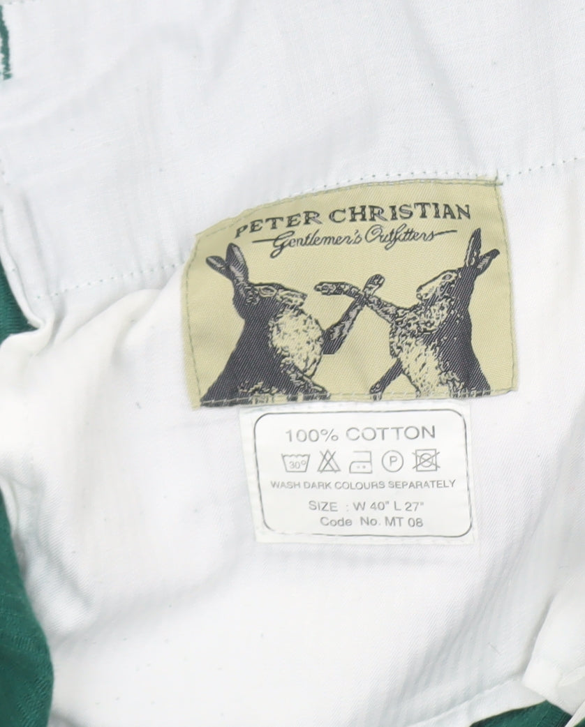 Peter Christian Men's Green Corduroy Trousers W40 L27 Classic Fit