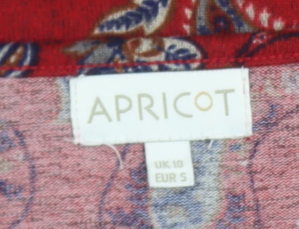 Apricot Women Red Paisley Shift Dress UK 10 Long Sleeve Stretch