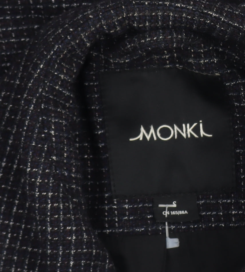 Monki Womens Black Wool Blend Shacket Jacket Size S Classic Relaxed Style