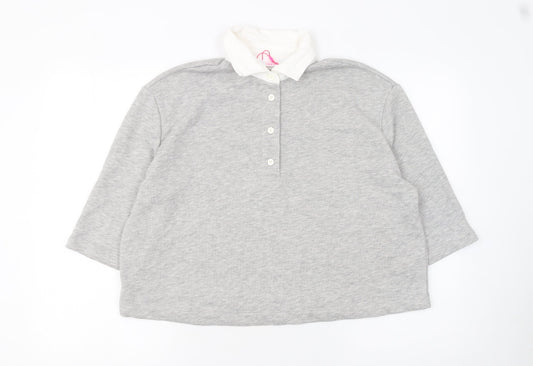 Womens UK Size 12 Savida Grey Cropped Polo