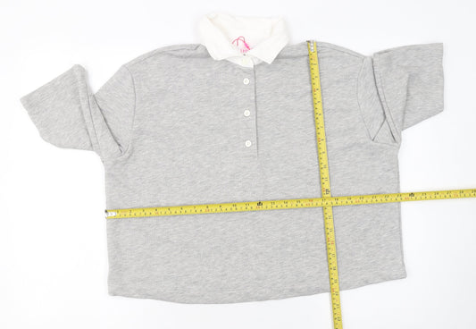 Womens UK Size 12 Savida Grey Cropped Polo
