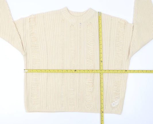 ASOS DESIGN Women Beige Size 16 Chunky Knit Crew Neck Jumper