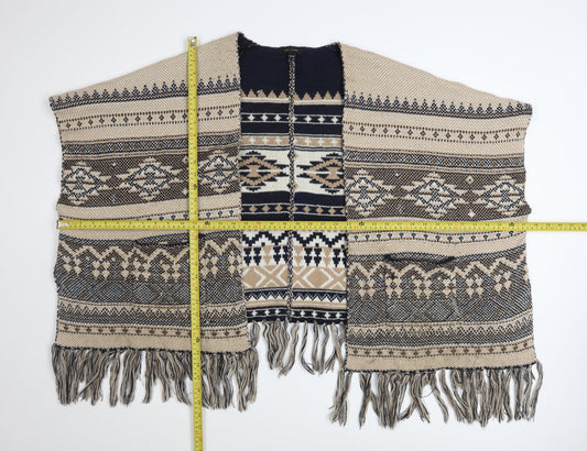 New Look Women’s Beige Bohemian Chunky Knit Cape One Size Acrylic
