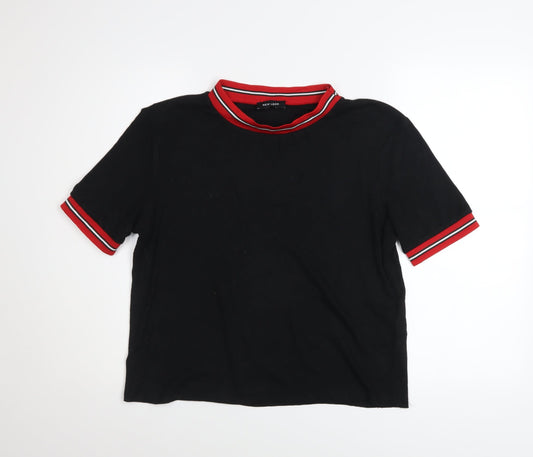 Womens UK Size 18 New Look Black Ringer T-Shirt