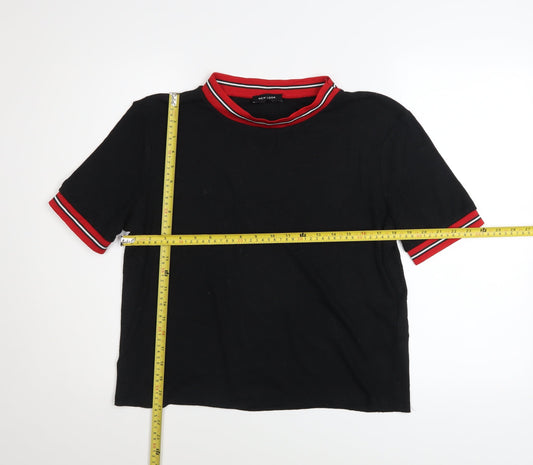 Womens UK Size 18 New Look Black Ringer T-Shirt
