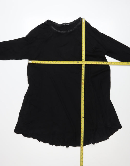Womens UK Size S Zara Black Tunic Blouse