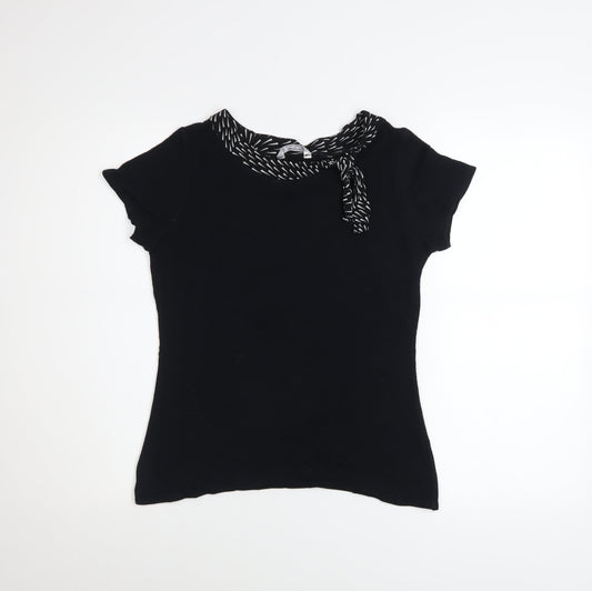 Berkertex Women Black Size 10 Short Sleeve Viscose Knit Top