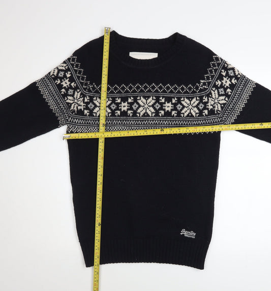 Mens UK Size M Superdry Black Pullover Jumper