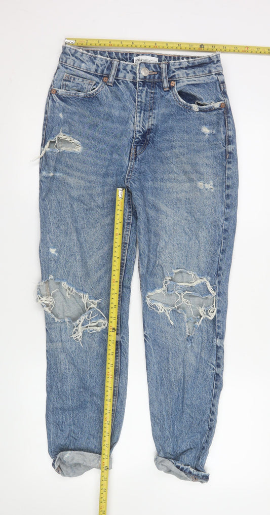 Womens UK Size 8 Zara Relaxed Fit Boyfriend Blue Jeans