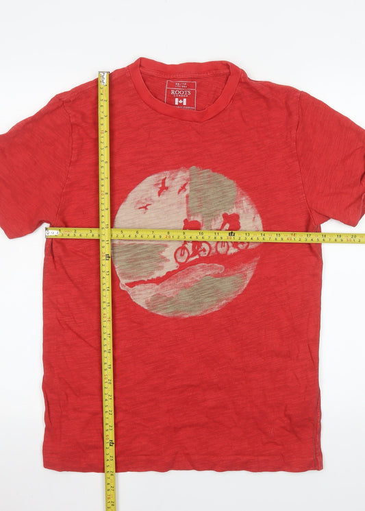 Mens UK Size XS Roots Red T-Shirt