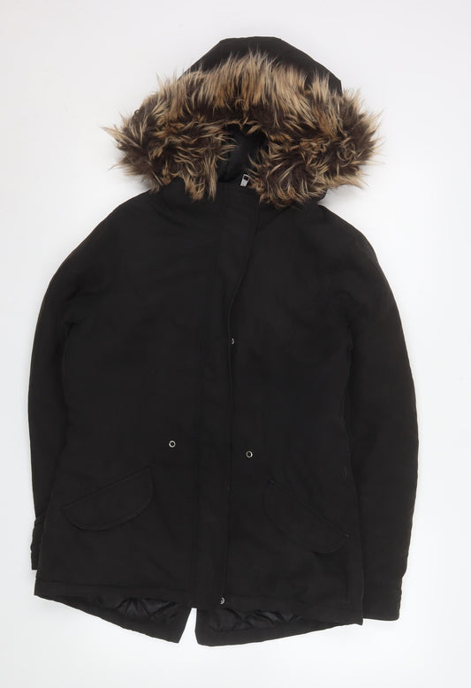 Womens UK Size M Only Black Parka Coat