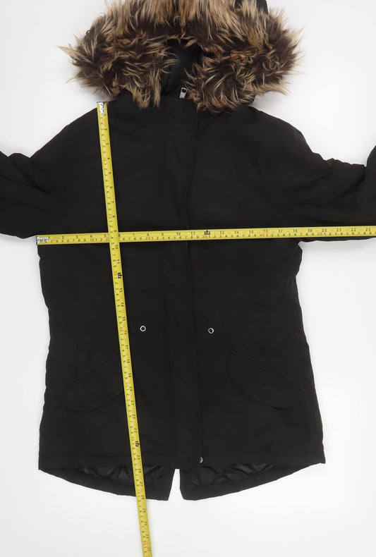 Womens UK Size M Only Black Parka Coat