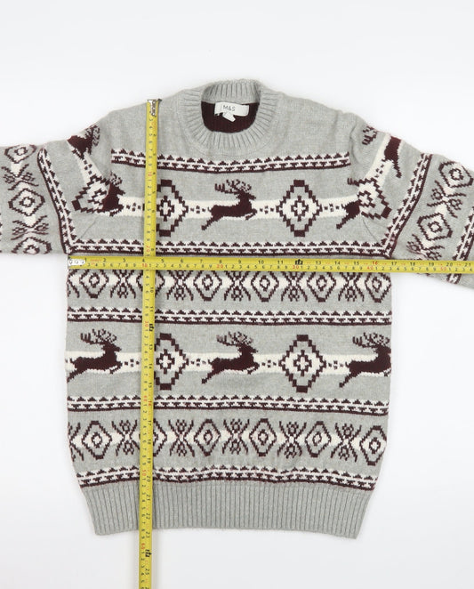 Mens UK Size S Marks and Spencer Grey Pullover Jumper