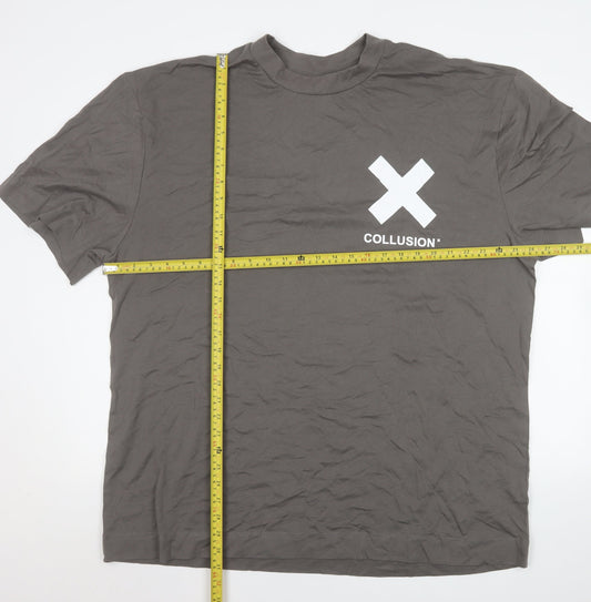Collusion Men's Grey 4XL Crew Neck Short Sleeve Cotton T-Shirt
