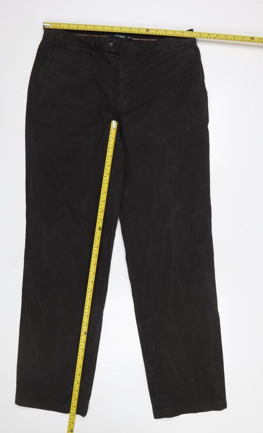 Mens UK Size M Massimo Dutti Regular Fit Chino Black Trousers