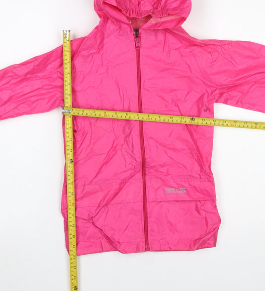 Regatta Girls Pink Hooded Lightweight Rain Coat 5-6 Years Waterproof Jacket