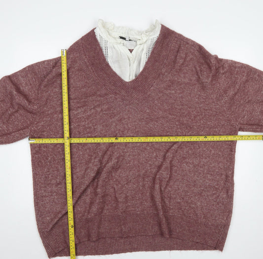 Next Women Purple V-Neck 2XL Relaxed Pullover Jumper