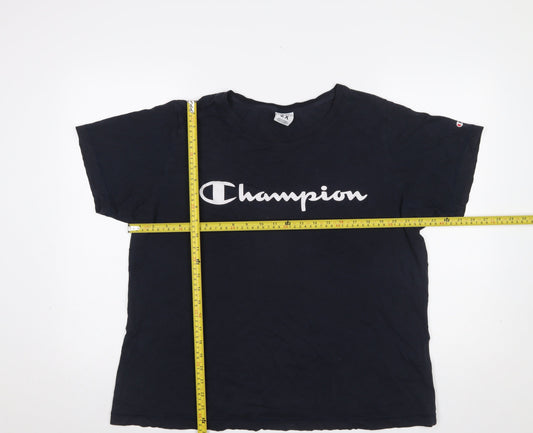 Champion Women's Blue 2XL Basic Cotton Logo T-Shirt