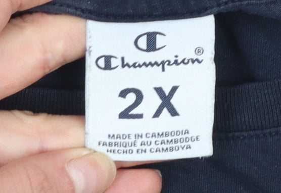 Champion Women's Blue 2XL Basic Cotton Logo T-Shirt