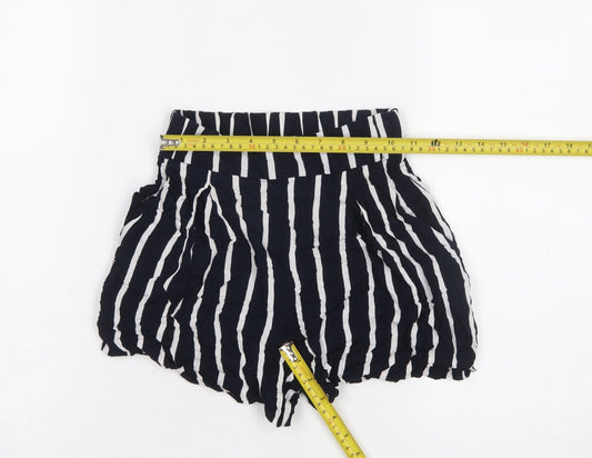 H&M Women Black White Striped Paperbag Shorts Size 4
