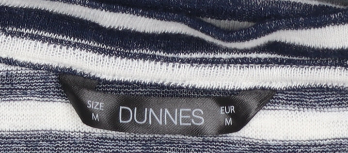 Dunnes Women Navy Striped V-Neck Short Sleeve T-Shirt Size 12