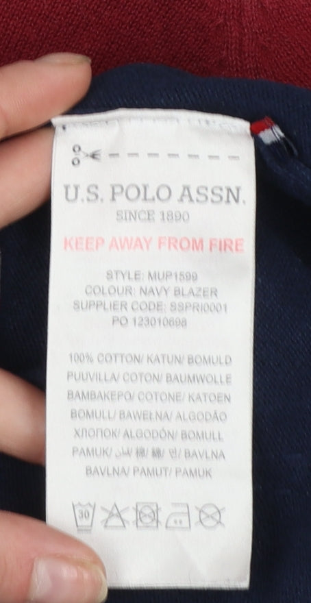 U.S. Polo Assn. Men's Blue Striped Cotton Crew Neck Jumper M