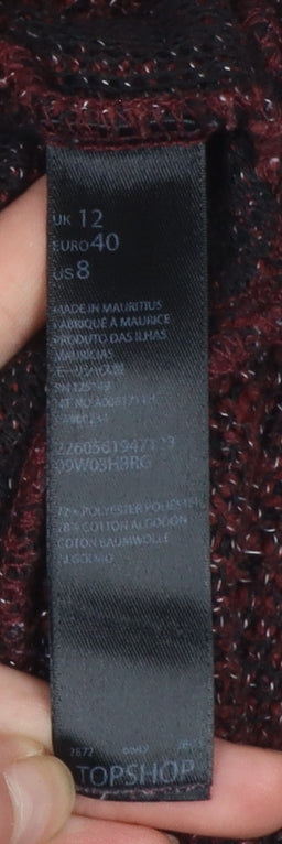 Topshop Women’s Red Roll Neck Chunky Knit Jumper Size 12