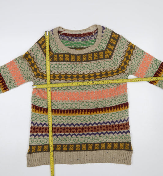 Topshop Women's Multicoloured Fair Isle Crew Neck Jumper Size 12