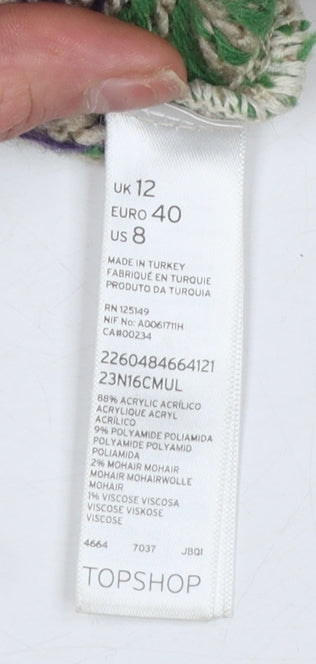 Topshop Women's Multicoloured Fair Isle Crew Neck Jumper Size 12