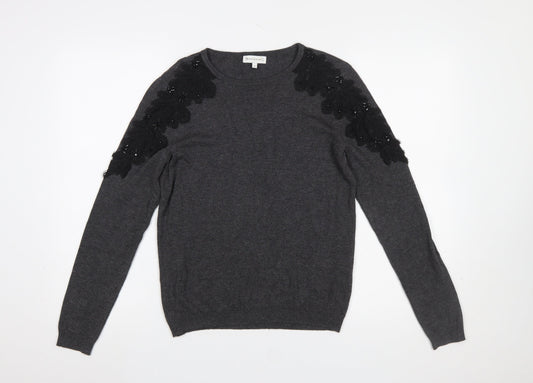 Womens UK Size 10 Warehouse Grey Pullover Jumper