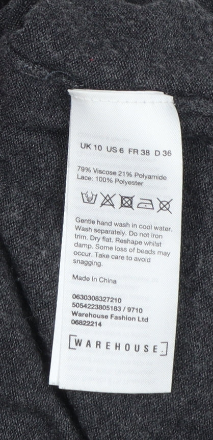 Womens UK Size 10 Warehouse Grey Pullover Jumper