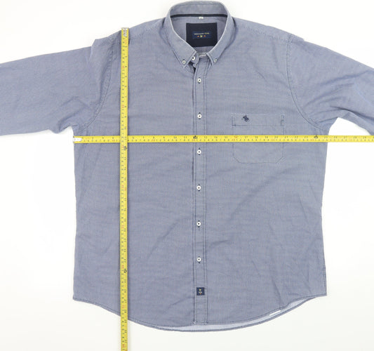 Creaciones GPA Men’s Blue Geometric Button-Down Long Sleeve Shirt Size L