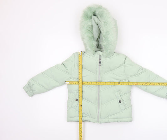 Girls UK Size 6 Years Lipsy London Green Puffer Jacket