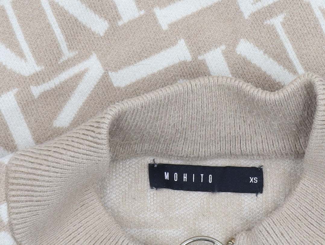 Womens UK Size XS Mohito Beige Full Zip Jumper