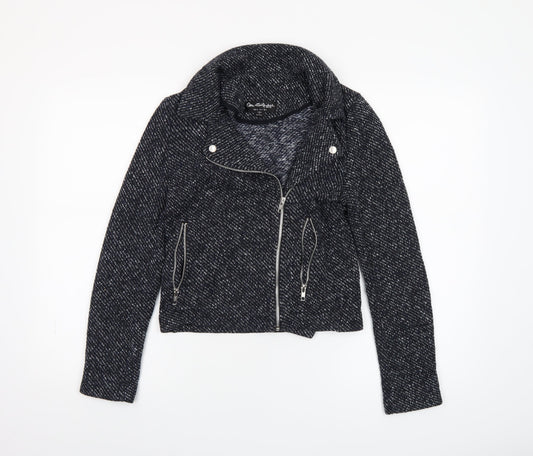 Womens UK Size 8 Miss Selfridge Black Biker Coat
