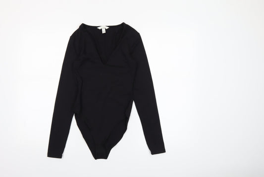 Womens UK Size XS H&M One-Piece Black Bodysuit