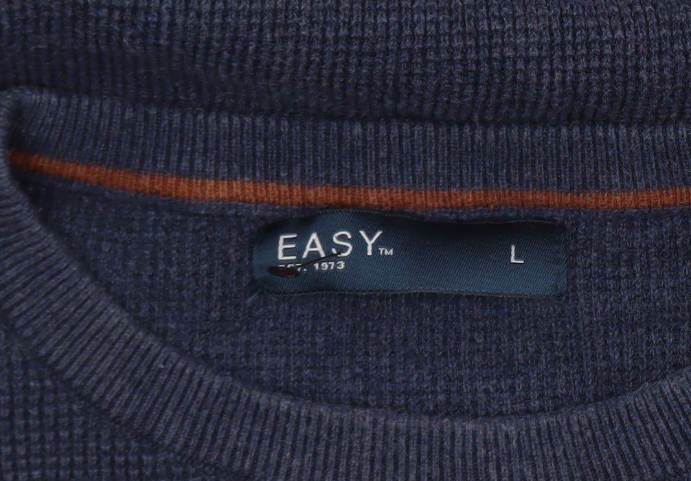 Mens UK Size L Easy Blue Pullover Jumper