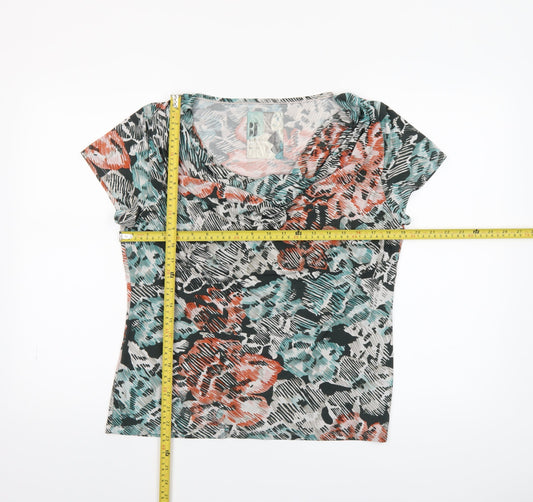 Womens UK Size 16 Betty Jackson Black Multicoloured Basic T-Shirt