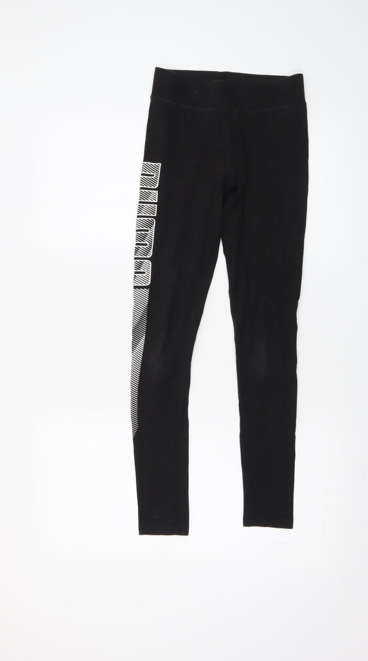 Womens UK Size 8 PUMA Slim Fit Leggings Black Leggings