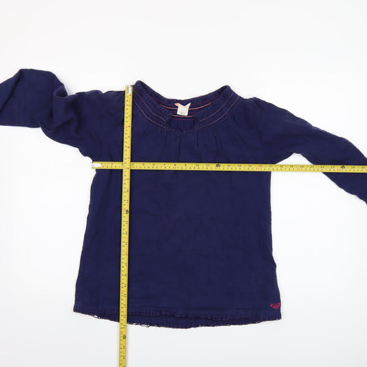 Roxy Girls Blue Cotton Long Sleeve Tunic Blouse Size 16 Years