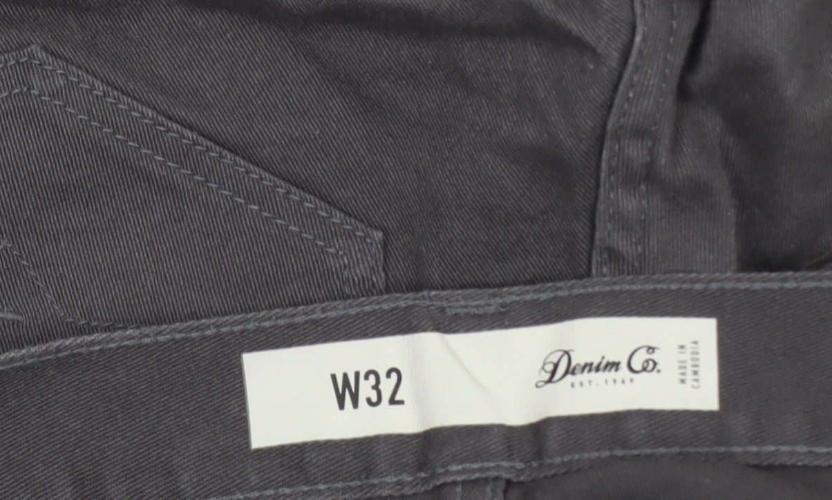 Denim Co Men's Grey Chino Shorts Size 32 Regular Fit Casual